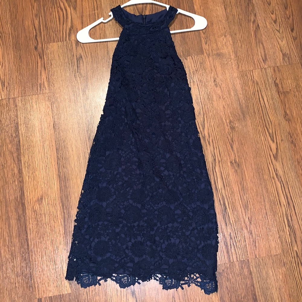 Women’s Navy flower laced patterned dress Size S